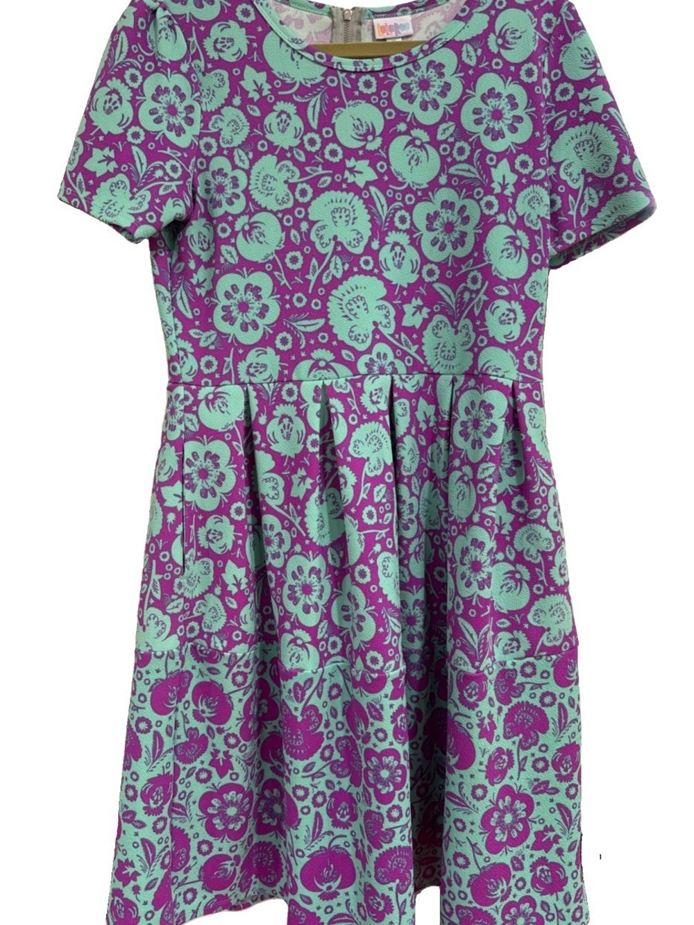 LuLaRoe Purple Dress with Mint Floral Print